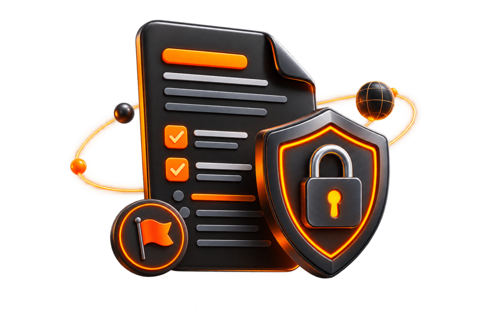 Abuse report document and security shield illustration